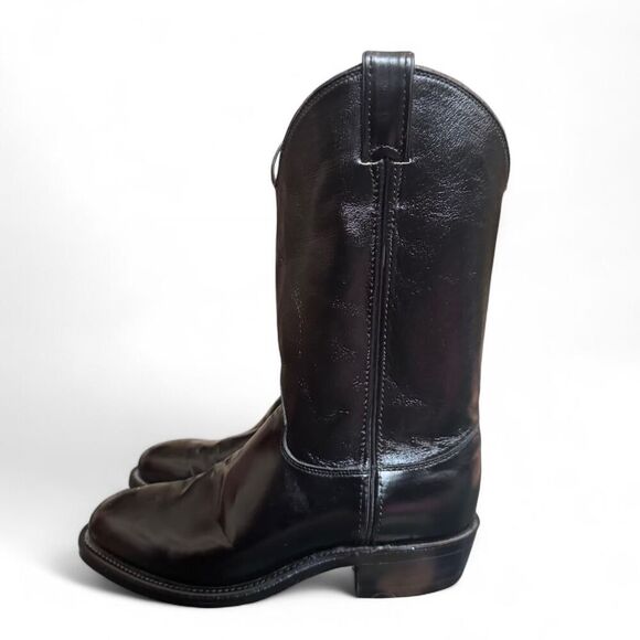 Justin Western Boots Mens 8.5E Black Leather Cowboy Boots USA Made Roper Style main image 6